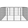 20-Panel Dog Playpen Black 19.7"x39.4" Powder-coated Steel