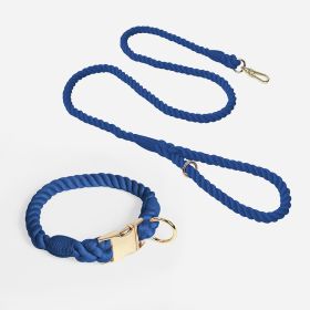 Weaving Gradient Colored Cotton Rope Pet Collar (Option: Navy Blue-M)